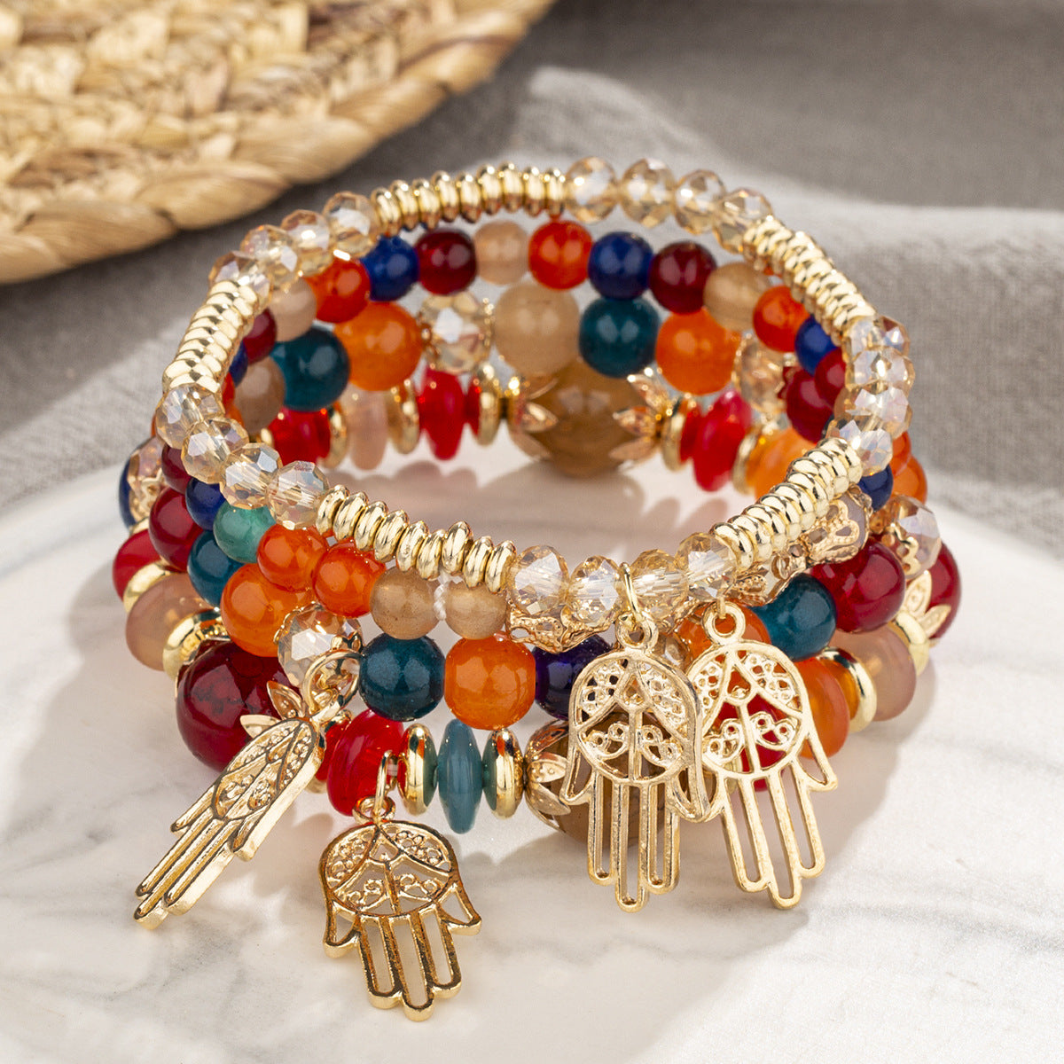 Women's Bohemian Creative Jewelry Palm Crystal Beaded Bracelets