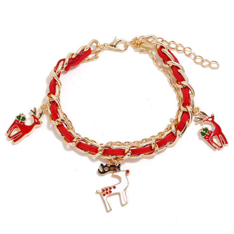 Stilvolle, langlebige Weihnachtselch-Santa-Armbänder aus Legierung