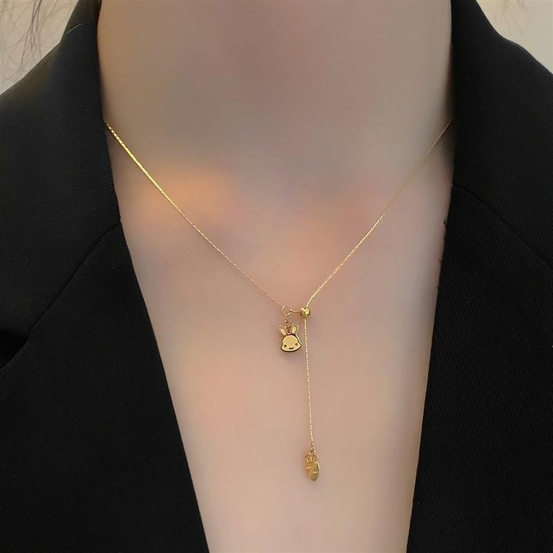 Broadcast Design Rabbit Radish Titanium Steel Necklaces