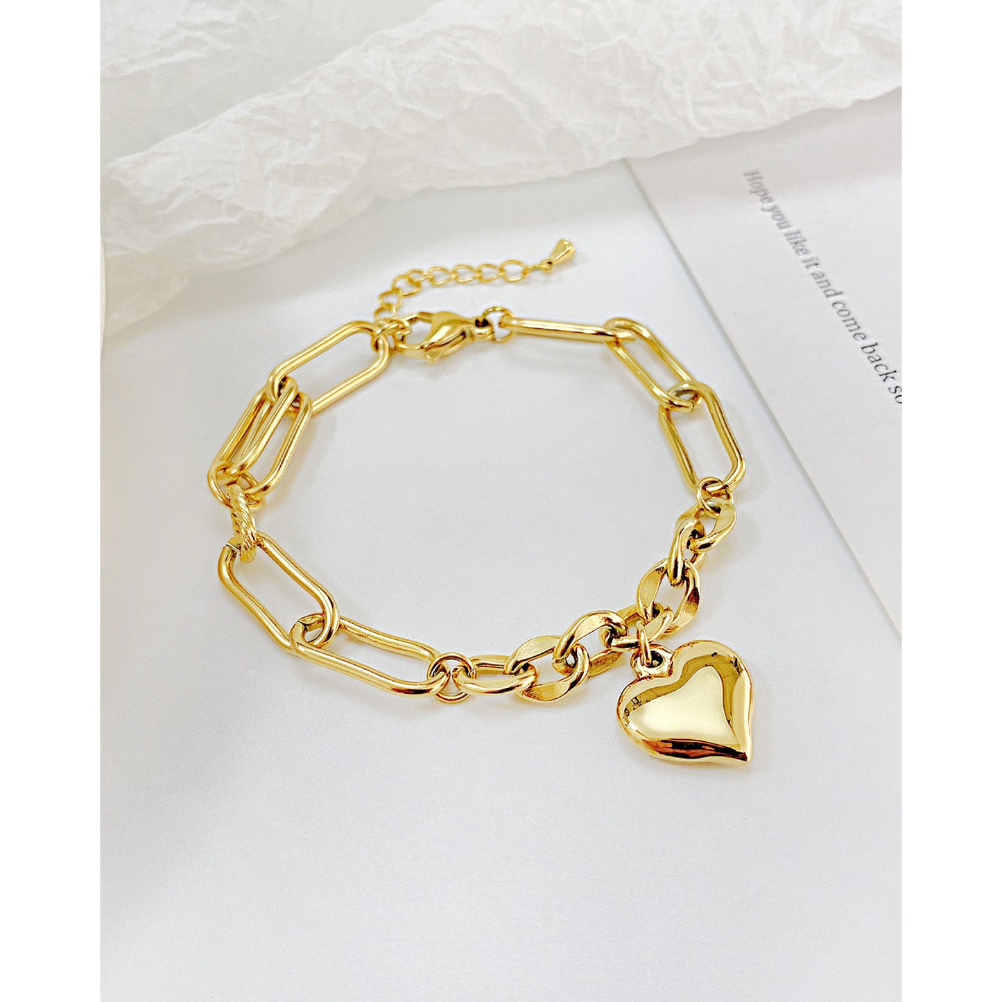 Ornament Design Love Stainless Steel Peach Heart Fashion Bracelets