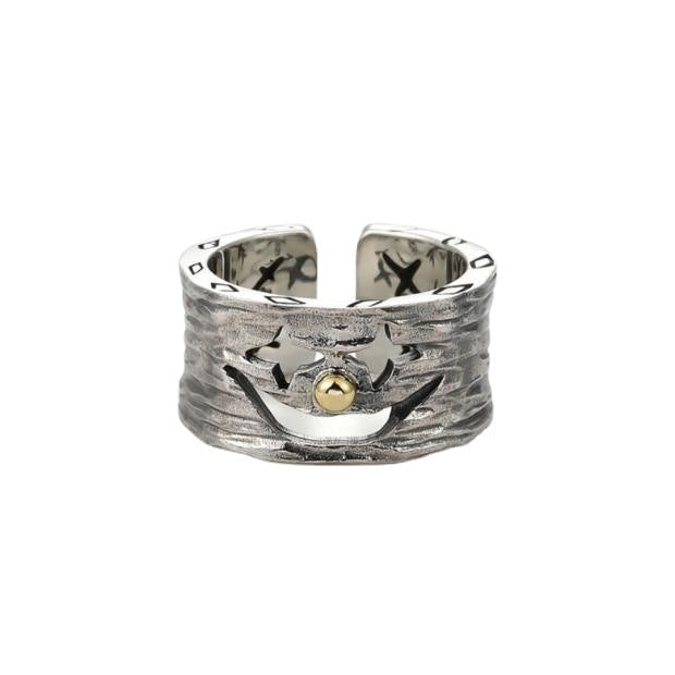 Men's Thai Sier Clown Fashion Personality Hollow Out Hammered Rings