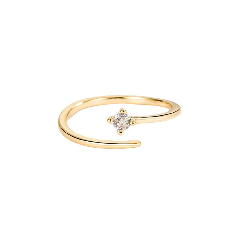 Small Diamond Twin Open Female Design Simple Adjustable Ring