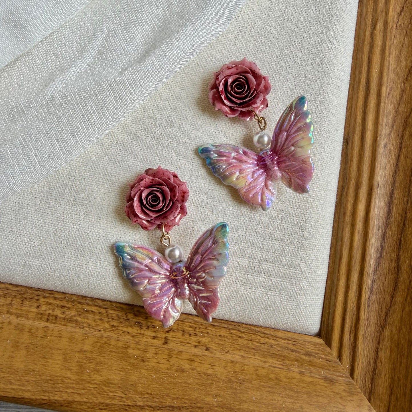 Women's Oil Painting Blooming Butterfly For Suitable Spring Unique Beautiful Earrings