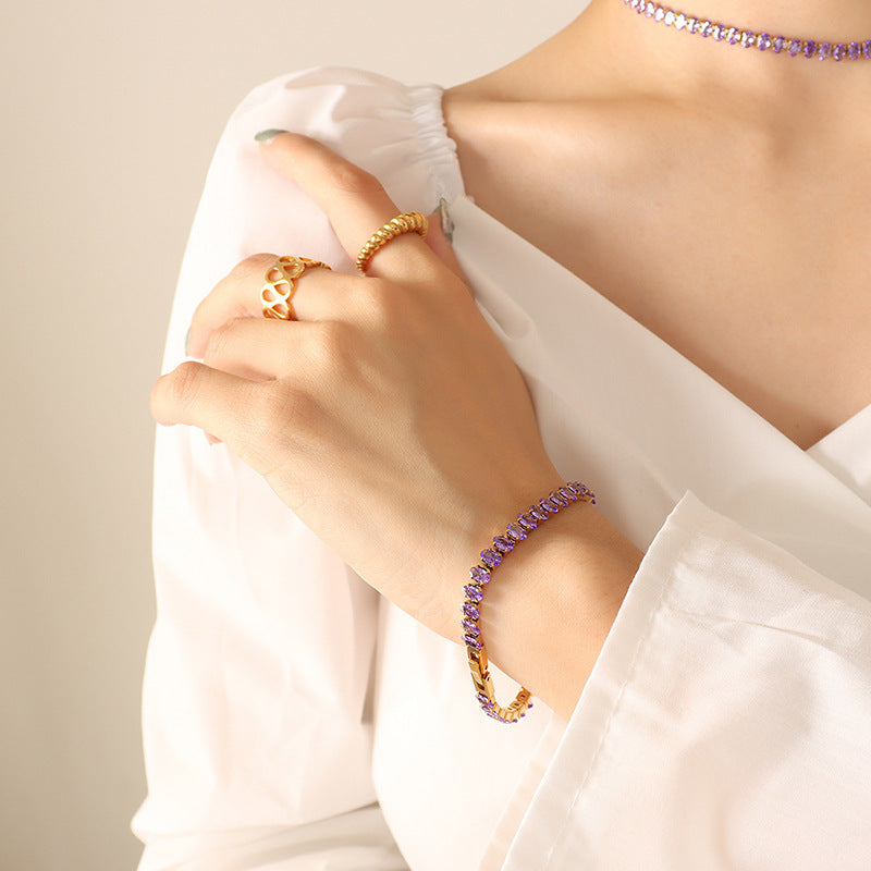 Lady Sense Elegant Graceful Solid Color Colorful Crystals Zircon Bracelets