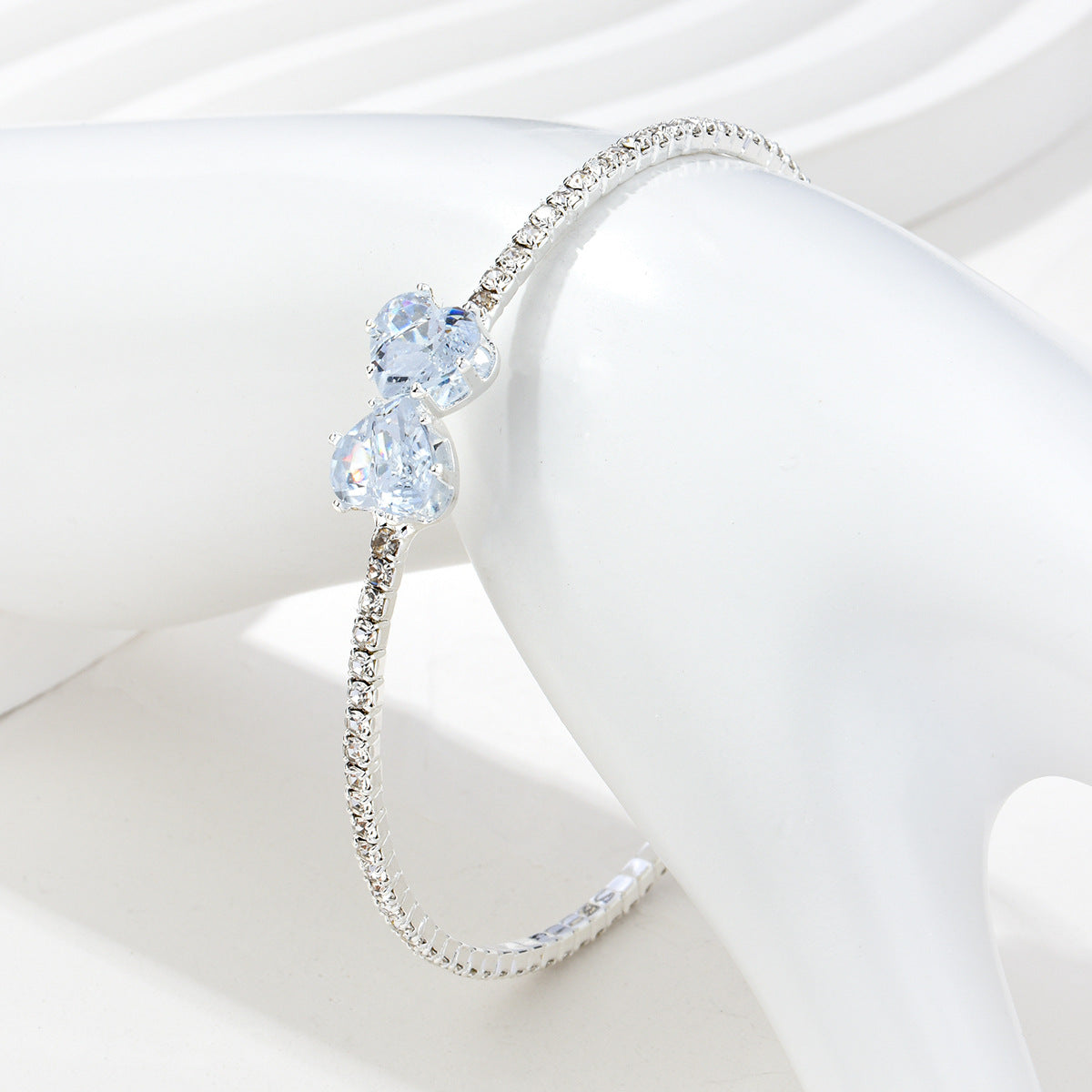 Fashion Bridal Elegant Shiny Rhinestone Pearl Single Row Hand Bracelet