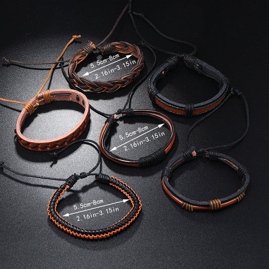 Men's Handmade Woven Layered Retro Leather Creative Bracelets