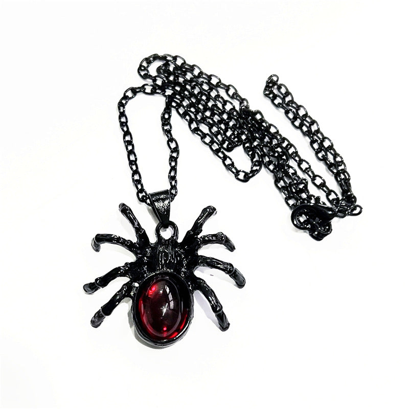 Red Crystal Cute Spider Pendant Punk Necklaces