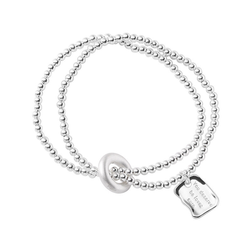 Women's Letters Square Plate Double Layer Ball Bracelets