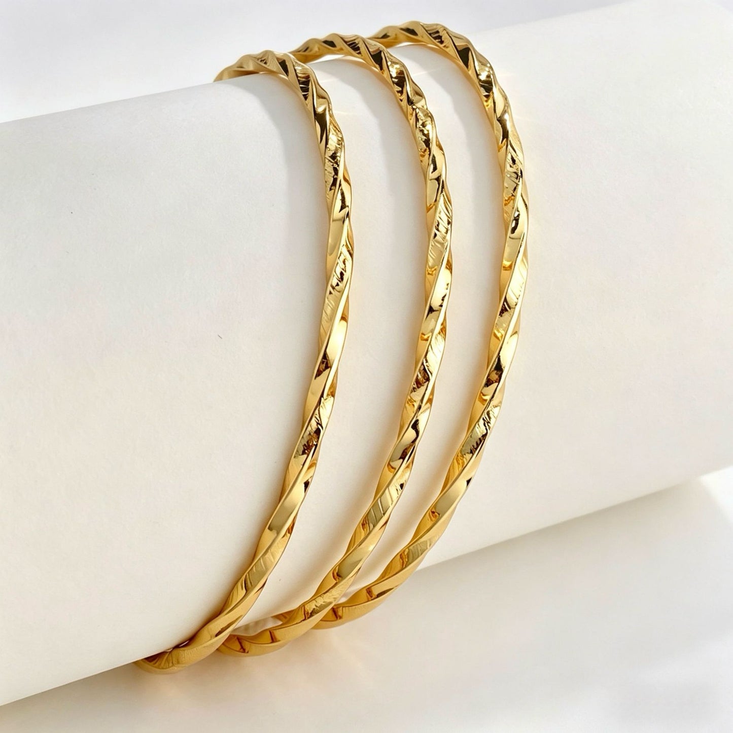 Stackable Stainless Steel Square Thread Twist Bracelet