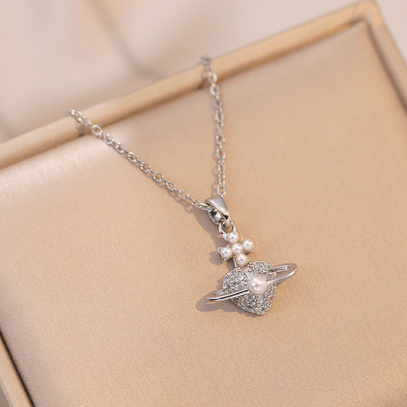 Pearl Niche Retro Mini Full Diamond Personalized Necklaces