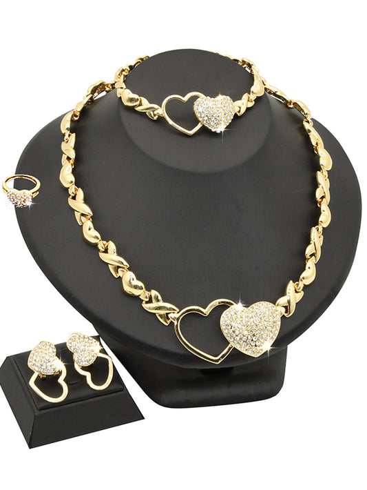 Attractive Women's Gold Heart Indian Popular Jewelry Set