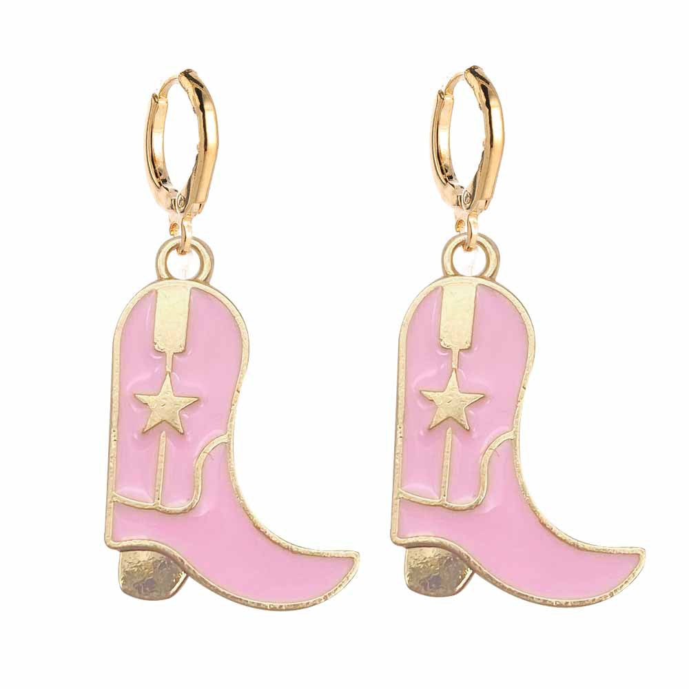 Cowboy Boot Fashion Hat Alloy Drop Earrings