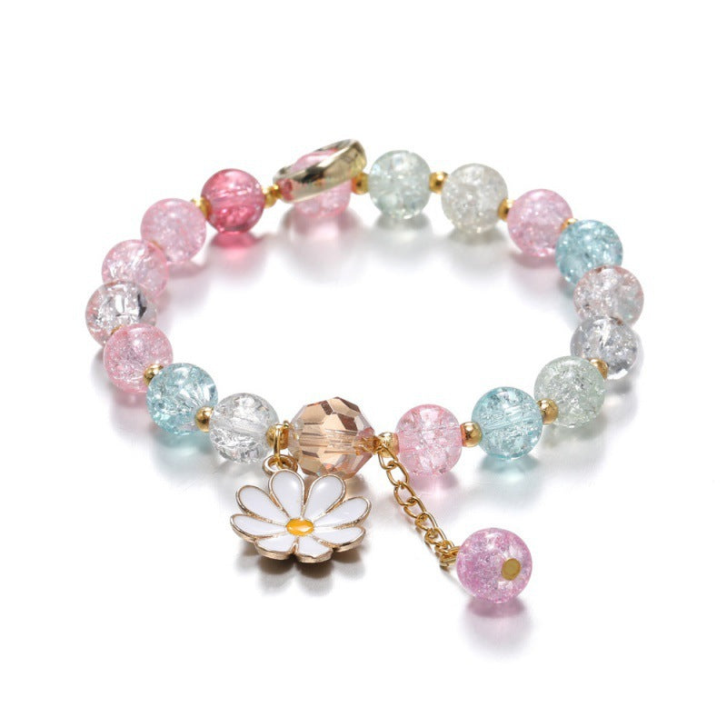 Cream Two-tone Lily White High-grade Crystal String Beads Bracelets