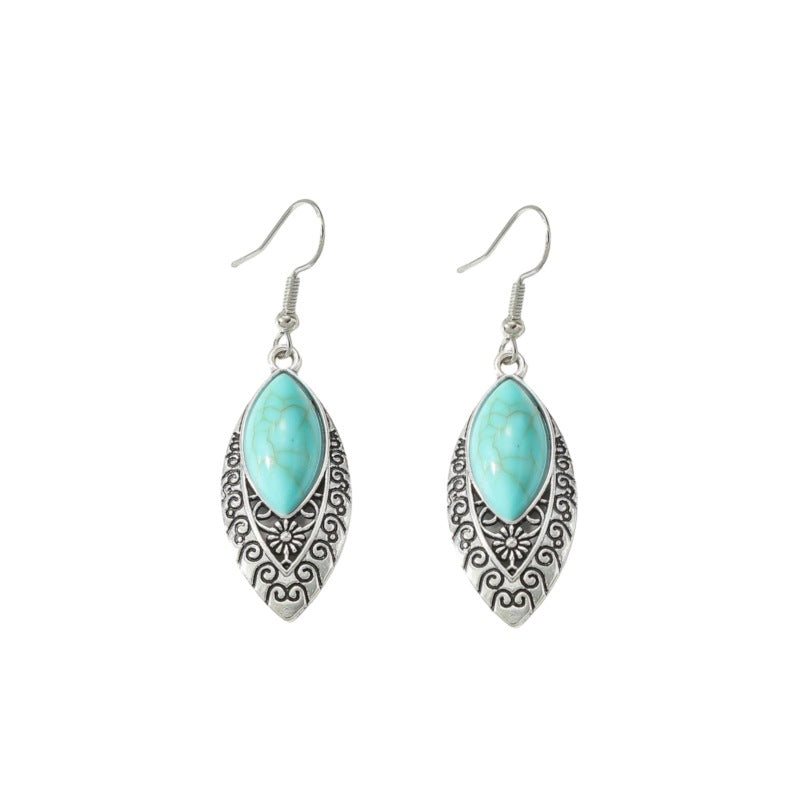 Blue Rhinestone Inlaid Turquoise Bohemian Personality Water Jewelry Set