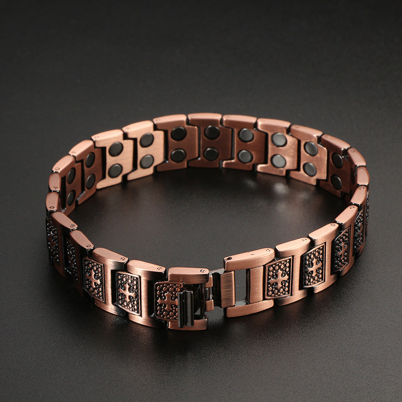 Herren-Armbänder mit Vintage-Motiv, Kreuzmagnet, negative Ionen