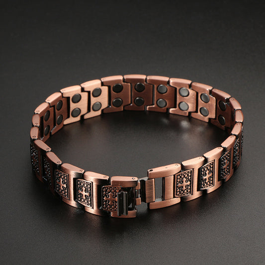 Herren-Armbänder mit Vintage-Motiv, Kreuzmagnet, negative Ionen