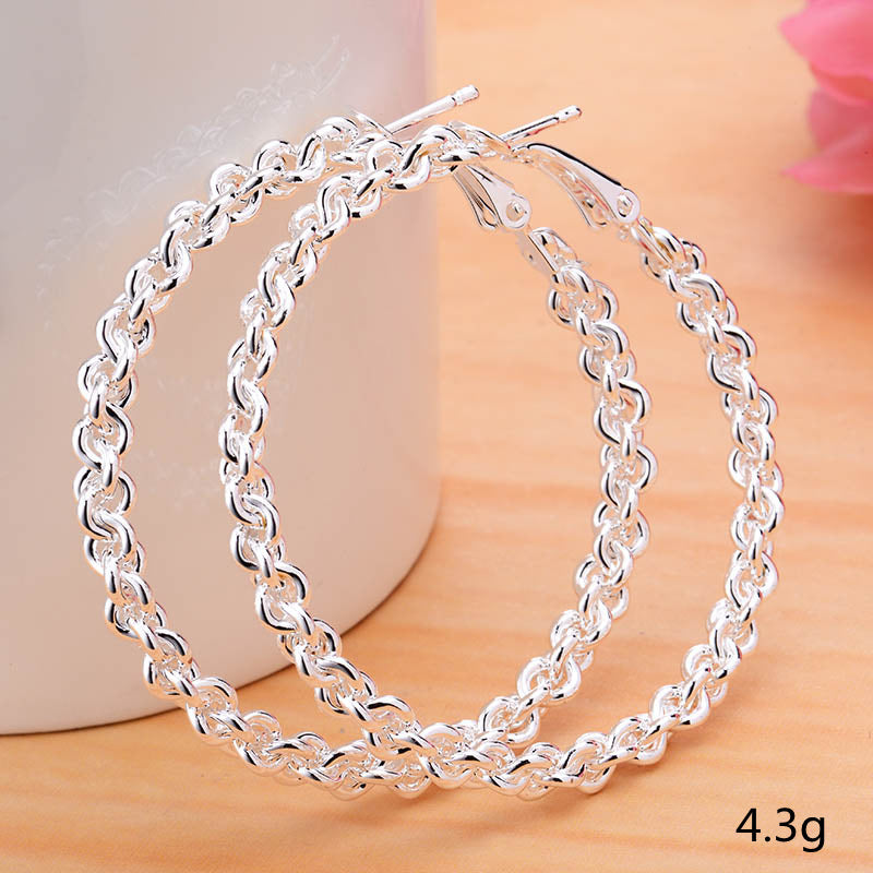 Women's Elegant Twisted Chain Round Exquisite Jewelry Earrings