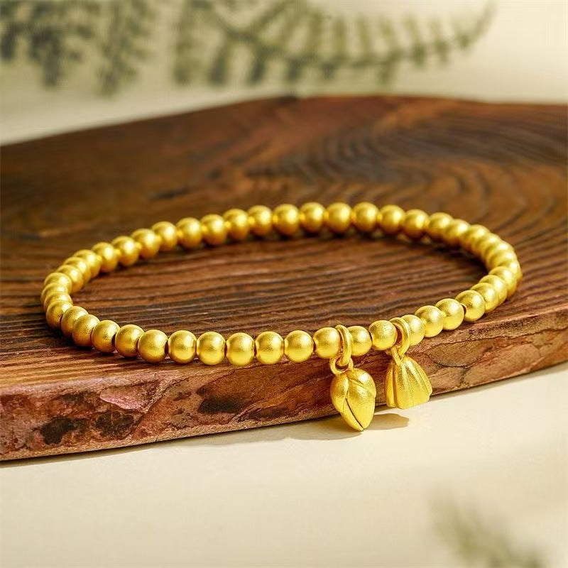 Two Lotus Seedpod Golden Balls Vietnam Simulation Wedding Bracelet