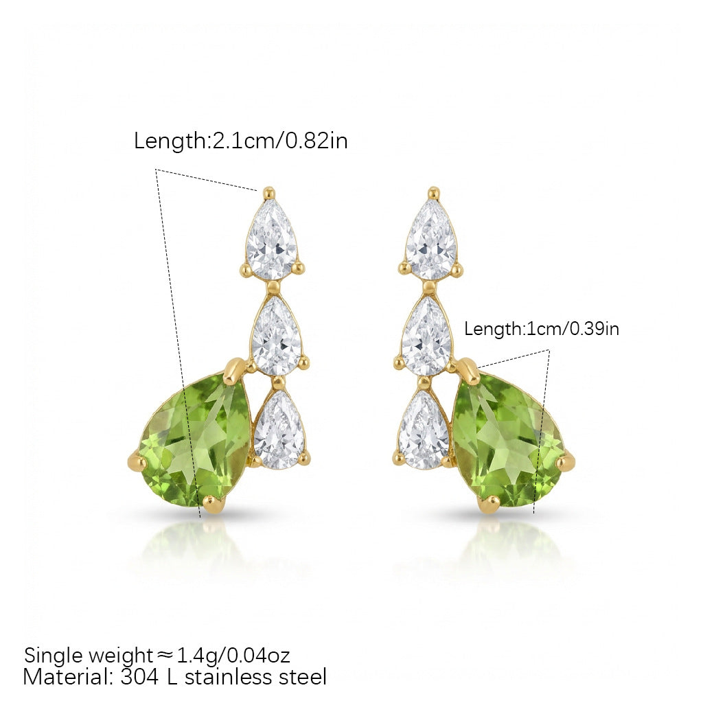 Light Luxury Design Drop-shaped Zircon Pear-shaped Gold Stud Earrings