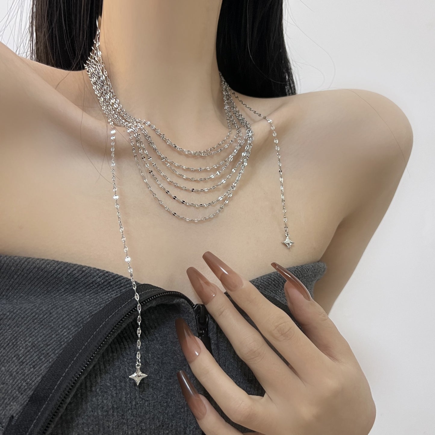 Women's Sparkling Chain High-grade Sweater Niche Design Necklaces