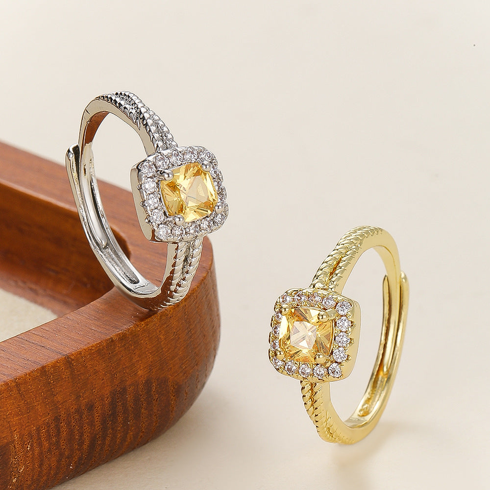 Cube Sugar Female Niche Design Senior Open Cold Wind Rings