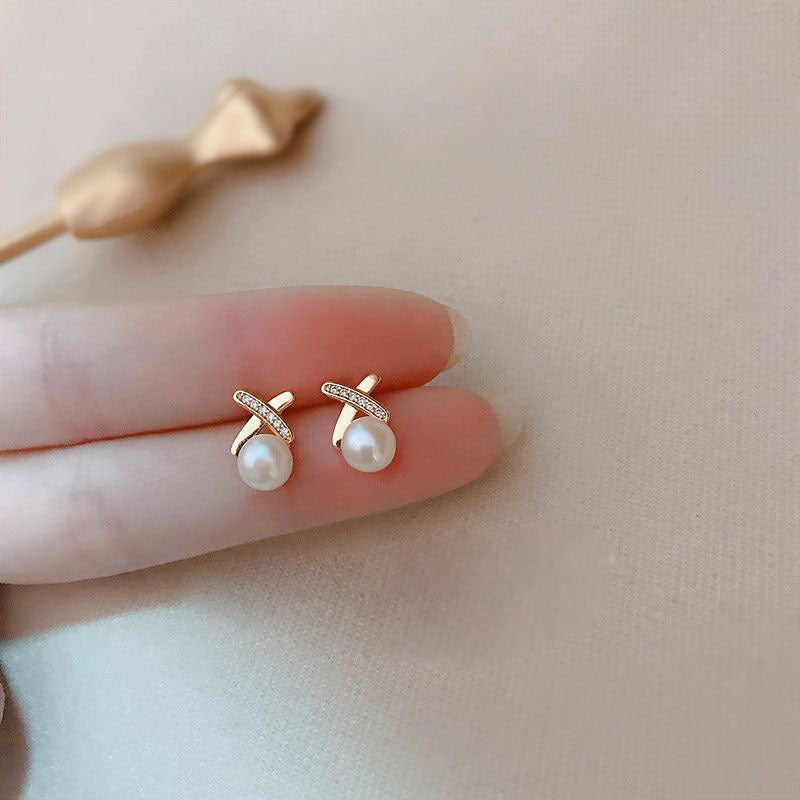 Women's Korean Style Sier Needle High Quality Pearl Earrings