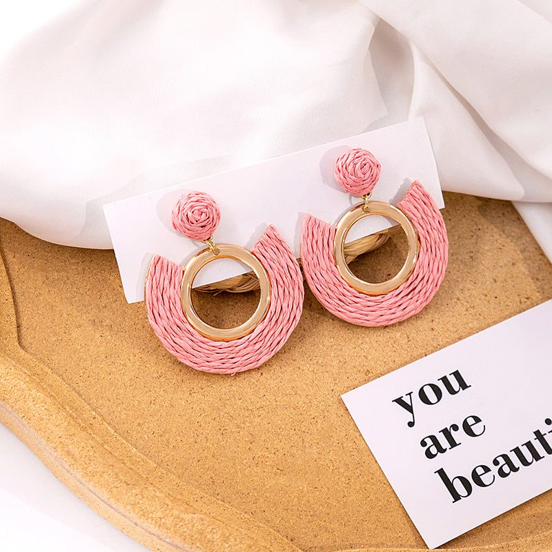 Boucles d'oreilles en cuir de couleur unie de style vacances simples