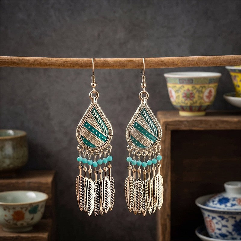 Bohemian Tassel Water Drop Summer Vacation Style Dopamine Earrings
