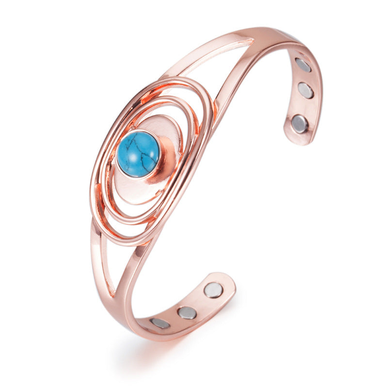 Wholesale Pure Copper Circle Middle Blue Bracelet
