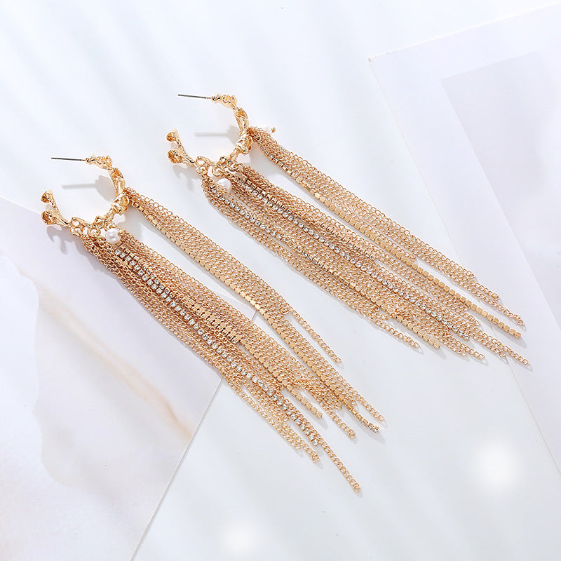 Elegant Retro Long Exquisite Tassel High Sense The Earrings