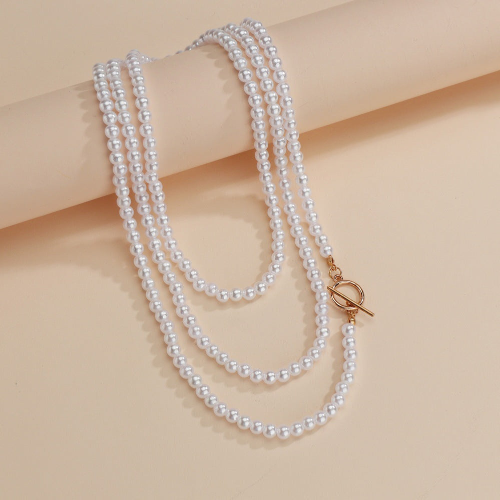 Women's Fashionable Elegant Urban Simple Pearl Twin Necklaces