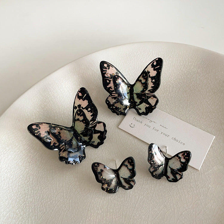 Boucles d'oreilles en acrylique pour femmes, Design papillon, Niche, personnalité rétro