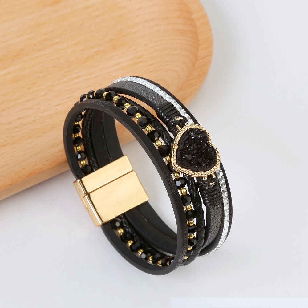 Women's Jewelry Love Alloy Hand-woven Leather Magnetic Bracelets