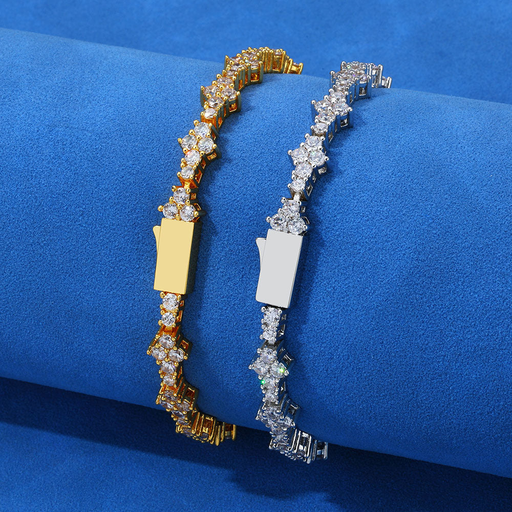 Men's Plum Cross Tennis Chain Hip Hop Zircon Fashion Spring Bracelets