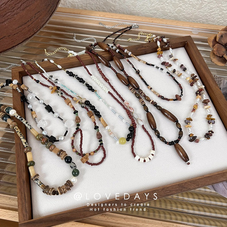 Women's Style Brown Simple Irregular Beaded Clavicle Necklaces