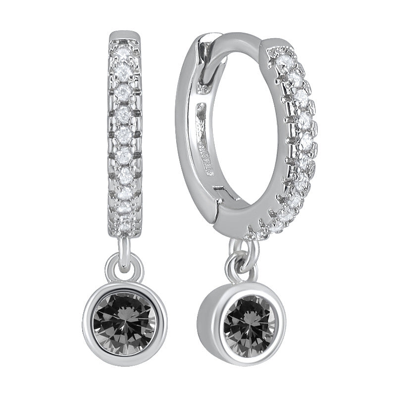 Colorful Round Zircon Female Personality Creative Geometric Fashion Ear Clip Rings