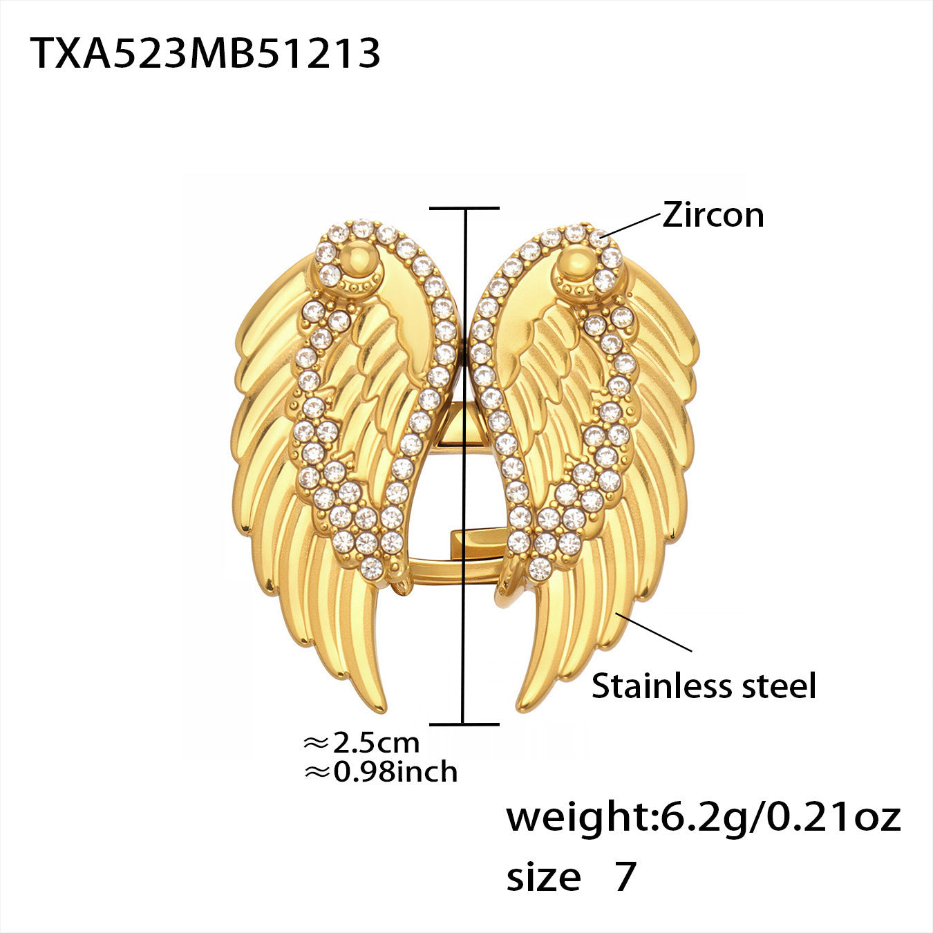 Steel Diamond Wings Double Heart Shape Clavicle Adjustable Opening Super Jewelry Set