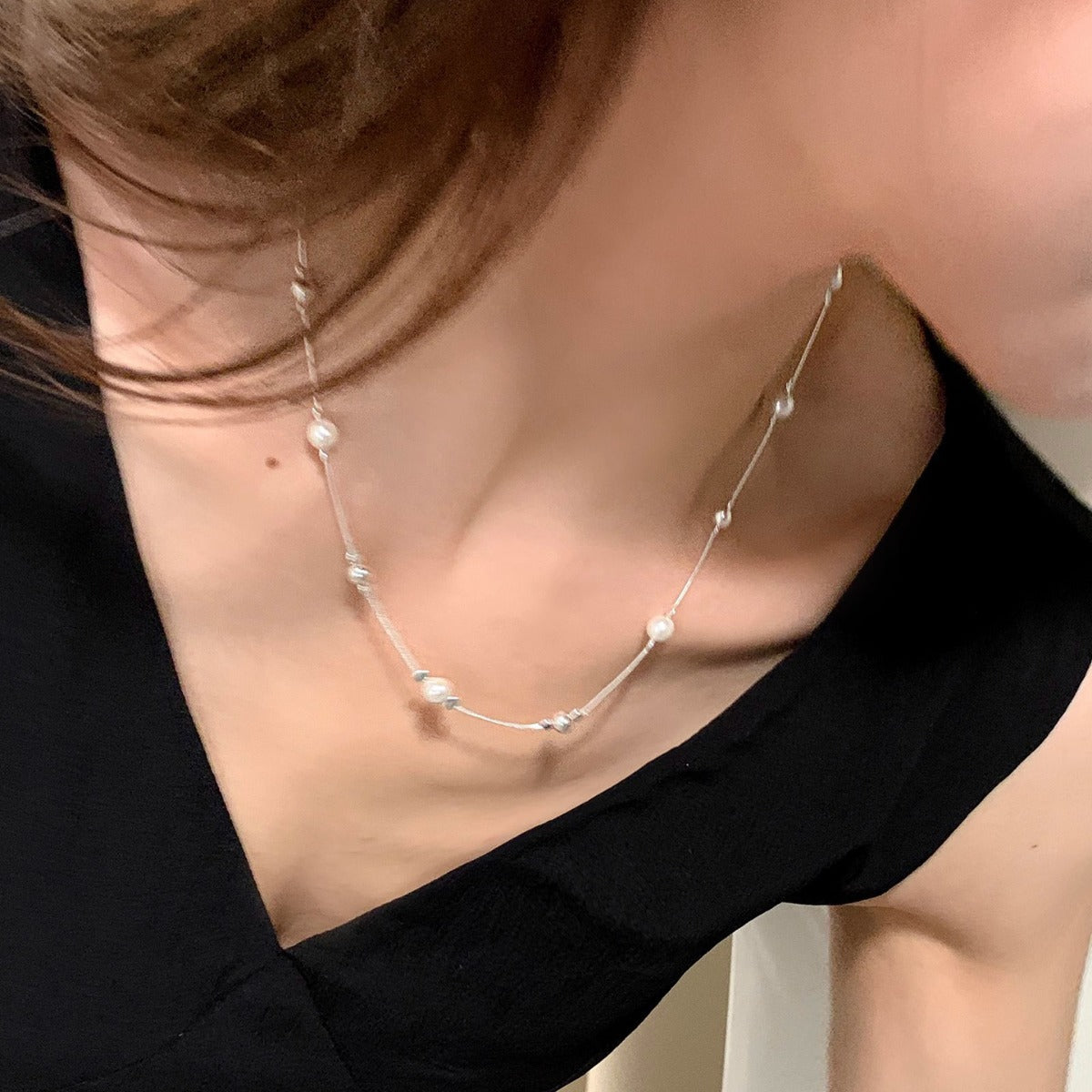 Women's Snake Bone Pearl For Temperament Wild High-grade Light Luxury Clavicle Necklaces