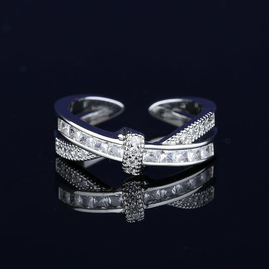 Live Broadcast Korean Style Trendy Grace Female Ladder Square Ring