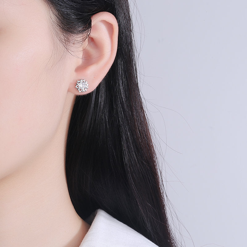 Women's Snowflake Ear Fashion Sier-plated Simple Zircon Earrings