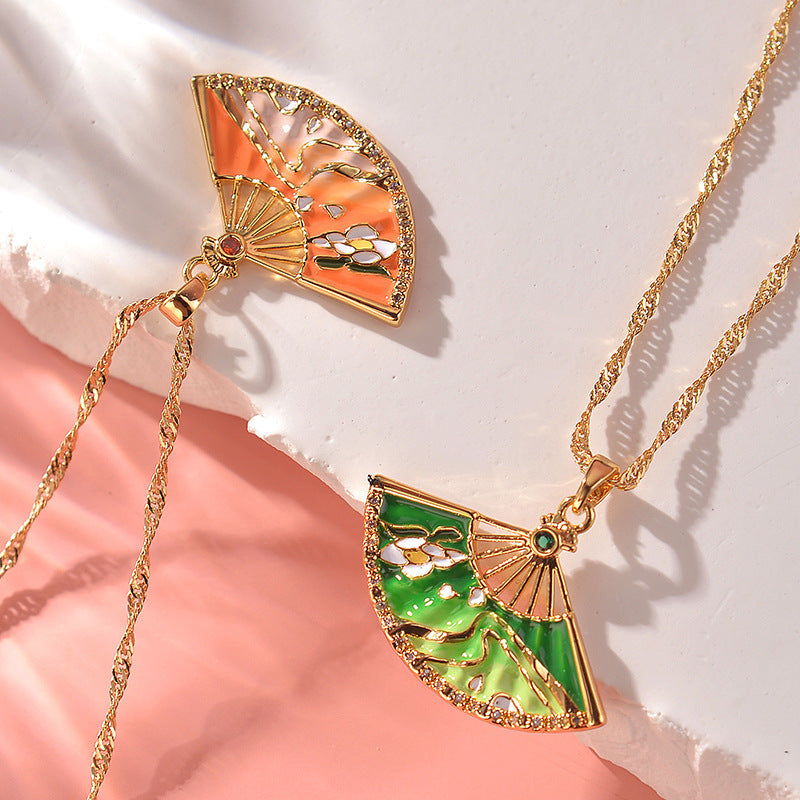 Peripheral Characterizations Weapon Folding Fan Prop Necklace