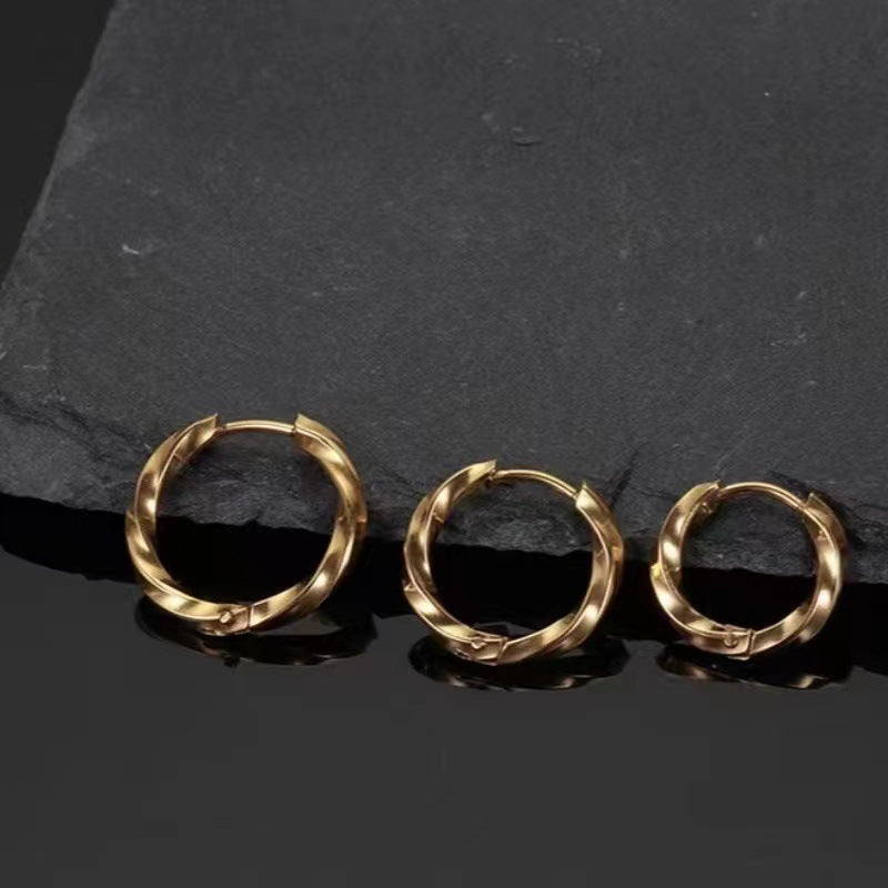Women's & Men's Stainless Steel Square Twisted High-grade Niche Trendy Unique Simple Earrings