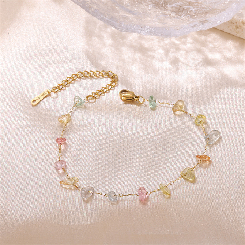 Colorful Natural Stone Crystal String Beads Female Simple Bracelets