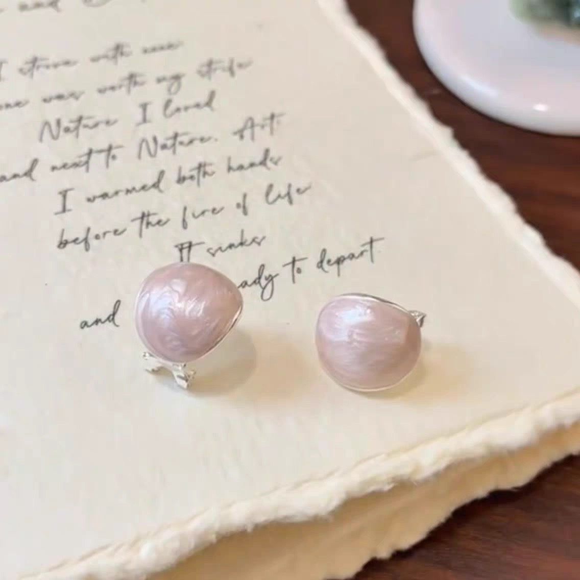 Women's Light Pink Purple Flash Round Cake Ethereal Design Earrings