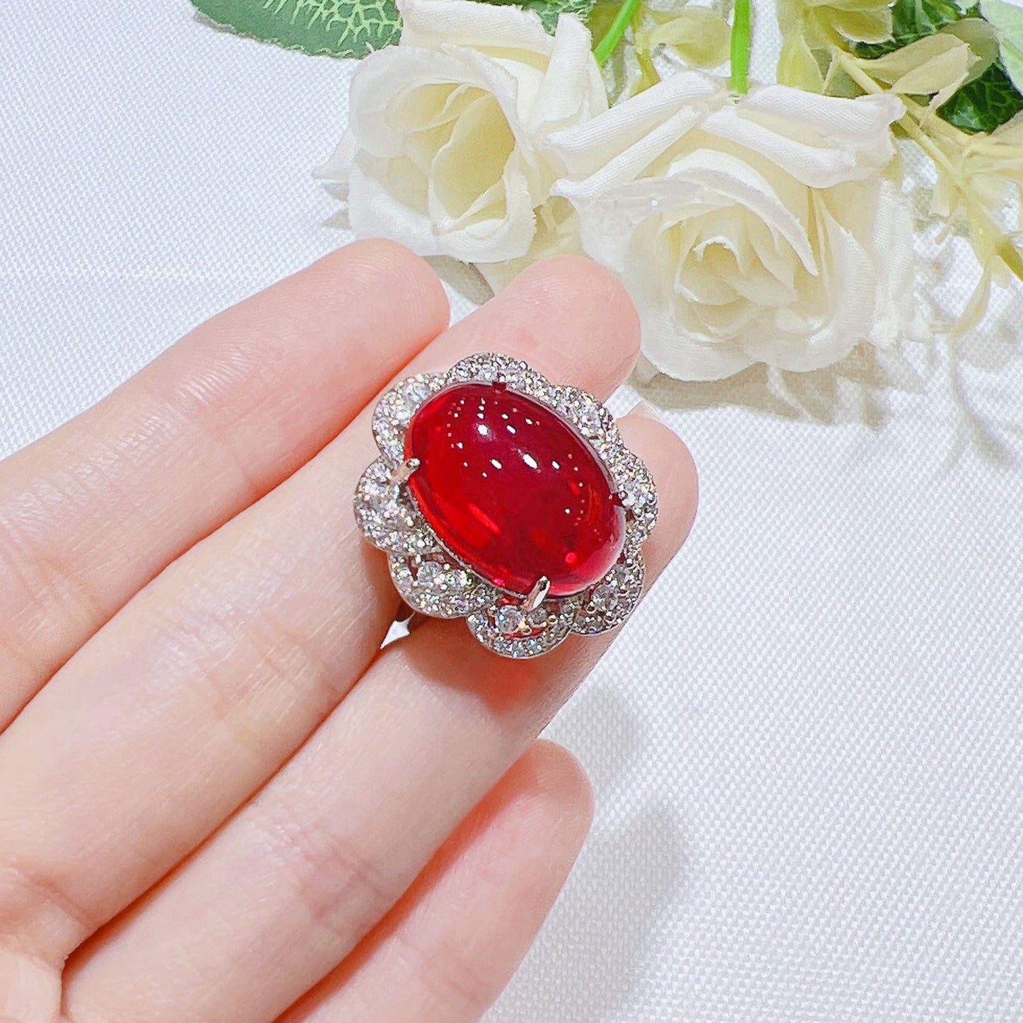 Simulation Ruby Exaggerated Big Diamond Zircon Jewelry Set