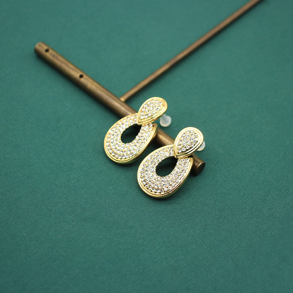 Diamond Snake Bones Chain Water Drop Shape Earings Elegant Retro Jewelry Set