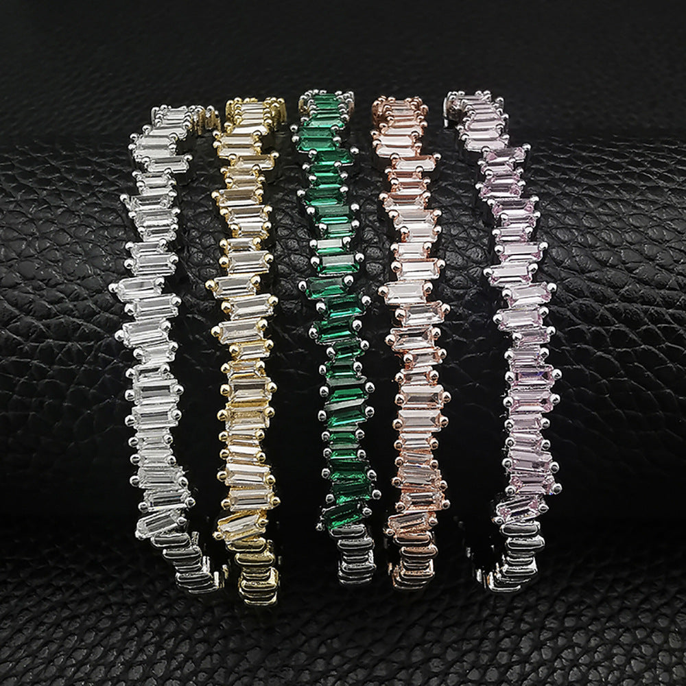 Bracelets à main simples en Zircon incrusté de luxe pour femmes