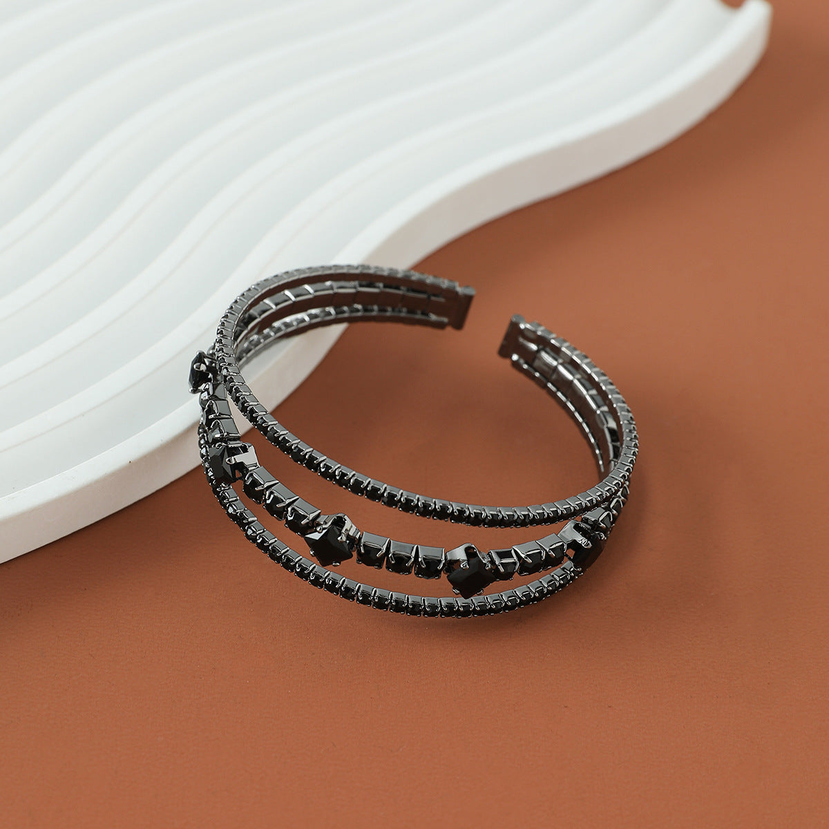 Black Personalized Fashion Elastic Rhinestone Open-ended Everyday Joker Bracelets