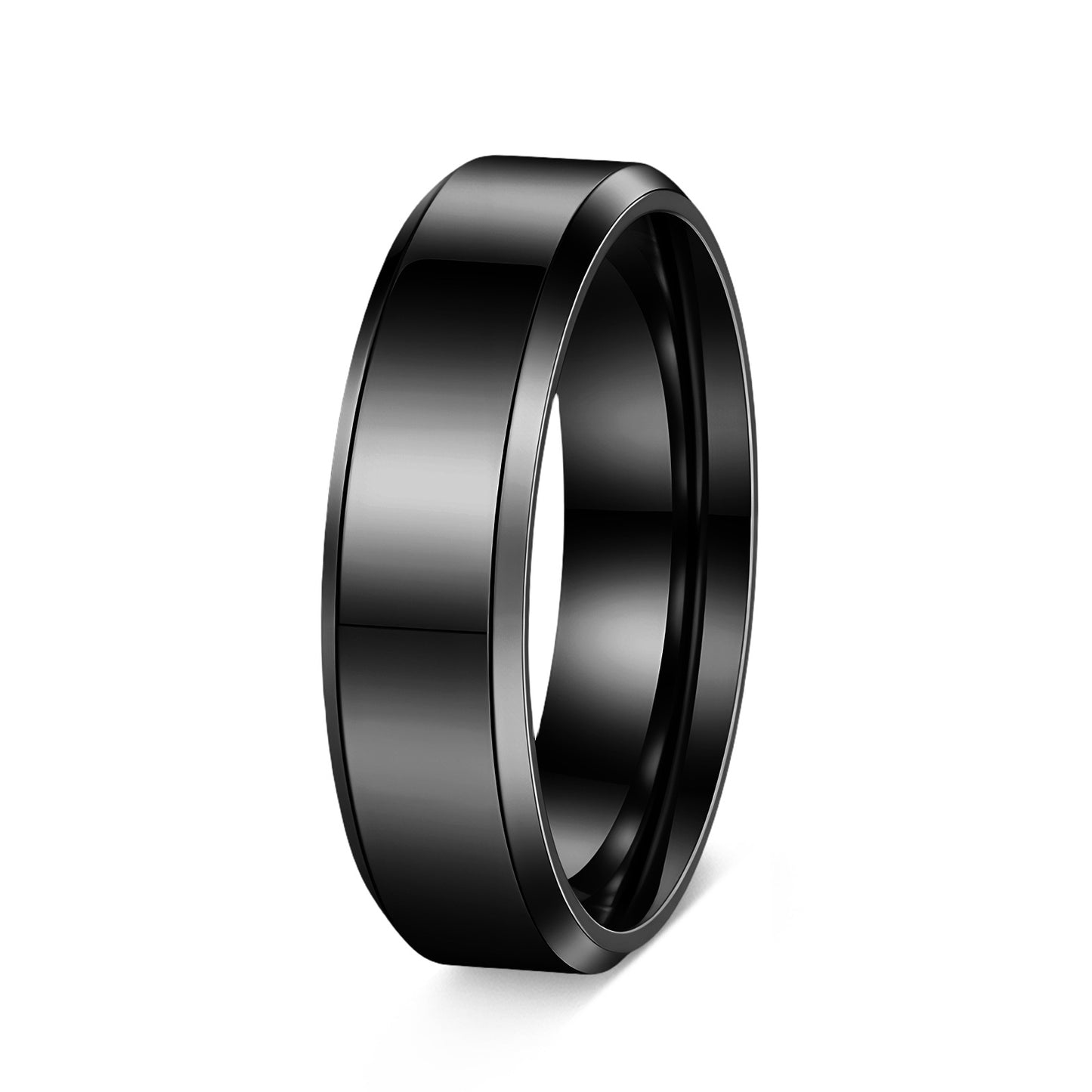 Women's & Men's Glossy Double Beveled Titanium Steel Wide Fashion Ring