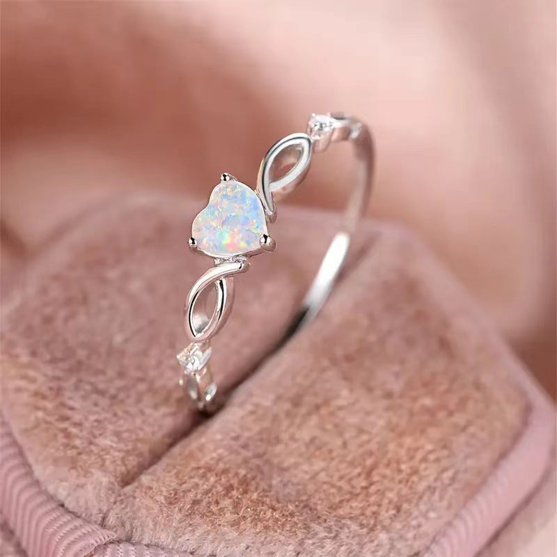 Women's Simple Fresh Love Heart-shaped Temperamental Personalized Ring